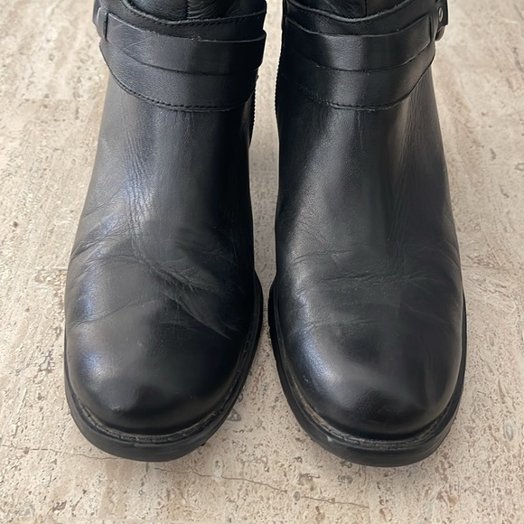 HARLEY DAVIDSON Black Leather Mid-Calf Biker Boot Size 7.5 Strap Buckle 2" Heel - Picture 6 of 15